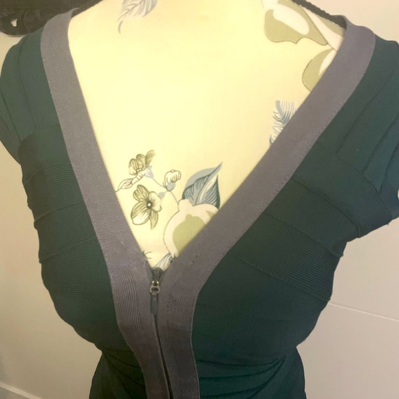 Bin 2C Wanna be Herve Leger Womens Cap Sleeve Bodycon Mini Dress Green Size XXS - Picture 9 of 9